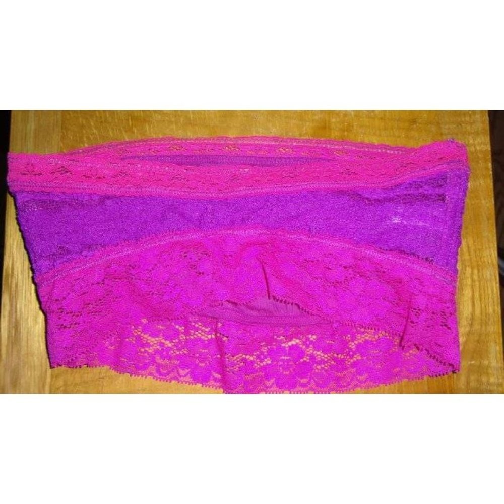 FREE PEOPLE Lace Bandeau Bralette Bra Hot Raspberry Purple Pink Small NEW - Picture 6 of 6